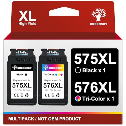 GREENSKY PG-575XL CL-576XL Cartouches d'encre Remplacement Pour canon 575 et 576 575XL 576XL Noir et Couleur Pour Canon PIXMA TR4755i TR4756i TS3750i TS3550i TS3551i TR4750i TR4751i TS3751i TS3752i