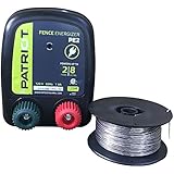 Patriot PE2 Electric Fence Energizer Plus Fi-Shock 250-Feet 17 Gauge Spool Aluminum Wire for Containing Pets and Keeping Out Small Nuisance Animals