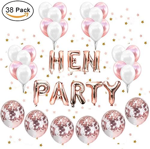 IEONGI Hen Party Decoration Party Supplies, Bachelorette Classy Team Bride with Bride to Be Foil Balloons, Confetti Latex Balloons for Hen Night Party