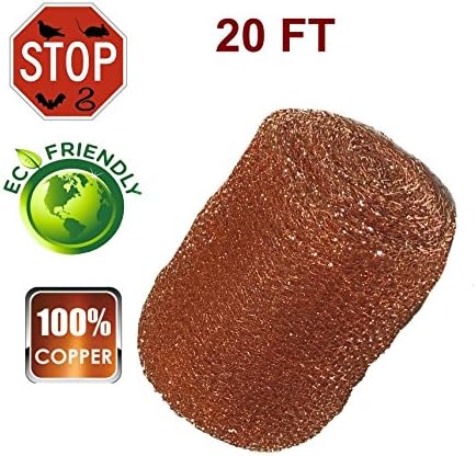 Copper Mesh For Pest Control, 1 Bonus Mouse Trap, Mouse, Rat, Rodent, Snail, Birds, Bat Control, Mesh Scrubber, Art Supplies, Multiple Usage,100FT,100% Copper (20 ft)