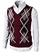 H2H Mens Casual Slim Fit Argyle V-Neck Golf Sweater Vest Of Various Colors