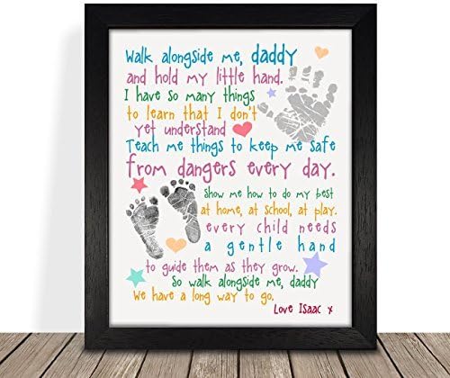 Personalised Presents Gifts For Daddy Dad Father From Son Daughter Newborn Toddler Kids Poem 1St First Fathers Day Birthday Christmas Xmas Walk Alongside Me Daddy Poem Framed Prints Posters