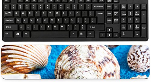 Liili Keyboard Wrist Rest Pad Long Extended Arm Supported Mousepad IMAGE ID: 27215032 Photo of lot seashells on color towel