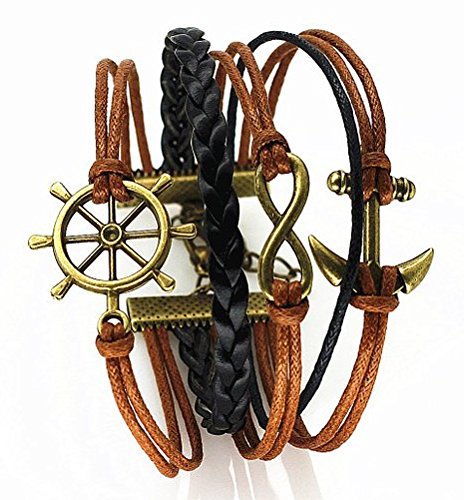 JOVANA Fashion Lady Retro Infinity Wings Owl Strands Suede Rope Bracelet