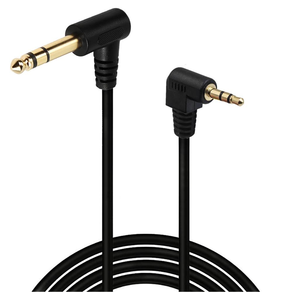 Haokiang Halokny 6.35mm to 3.5mm Audio Cable 1/4" TRS Male to 1/8" Male Stereo 90 Degree Angle Plug Adapter Audio Cable for Guitar Piano Speaker Home Theater Devices -6Ft/1.8M
