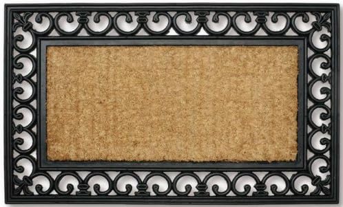 Traditional Wrought Iron Effect Rubber & Natural Coir Door Mat (75cm x 45cm)