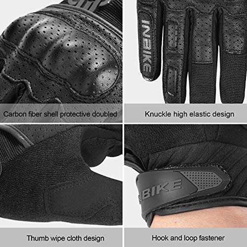image for INBIKE Motorcycle Gloves, 3mm EVA Palm Pad Motorbike Winter Gloves Ful