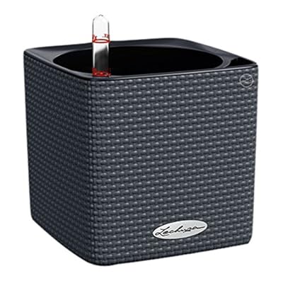 Lechuza 13384 Cube Color 14 Self-Watering Garden Planter, Slate