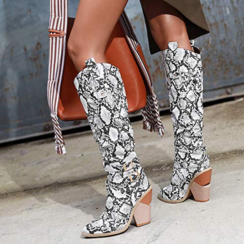 51Z9vmaF6oL Botas de Mujer con tacón Alto, Hebilla de Piel, Estampado de Serpiente, a la Moda, con Botas Elegantes Botas de Mujer con tacón Alto, Hebilla de Piel, Estampado de Serpiente, a la Moda, con Botas Elegantes - Imagen 3