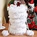 Aparty4u Faux Fur Wine Bottle Bag, Snowy White Xmas Wine Bottle Bag for Holiday Party Christmas Decorations Gifts