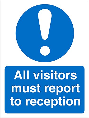 Seco All Visitors Must Report to Reception Sign, 200mm x 300mm - 1mm Semi Rigid Plastic