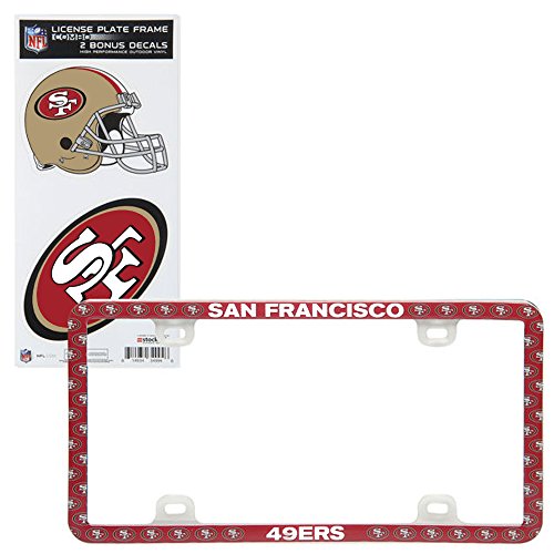 San Francisco 49ers Thin Rim License Plate Frame with Decals