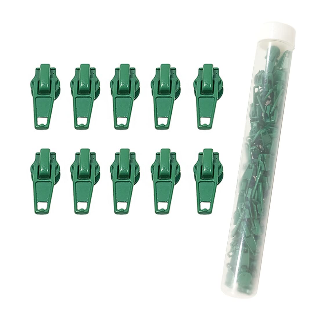 132 Automatic Metal Zipper Sliders for Nylon Zipper, 3 Zipper Slider, Zipper Puller to Repair or Mount a Zipper, Navy Blue Sliders, (#3, Green.129)