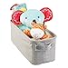 mDesign Narrow Fabric Storage Bin Basket with Handles for Nursery Closet, Cabinet, Cubby, Playroom, Small Slim Baskets for Bibs, Plush Toys, Bodysuits, Crane Collection - Light Gray