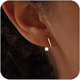 SUFOPE 14K Gold Plated Earrings for Women Dainty Hypoallergenic Diamond Hoop Earring Minimalist Sparkly Cubic Zirconia Earrings Jewelry for Gifts