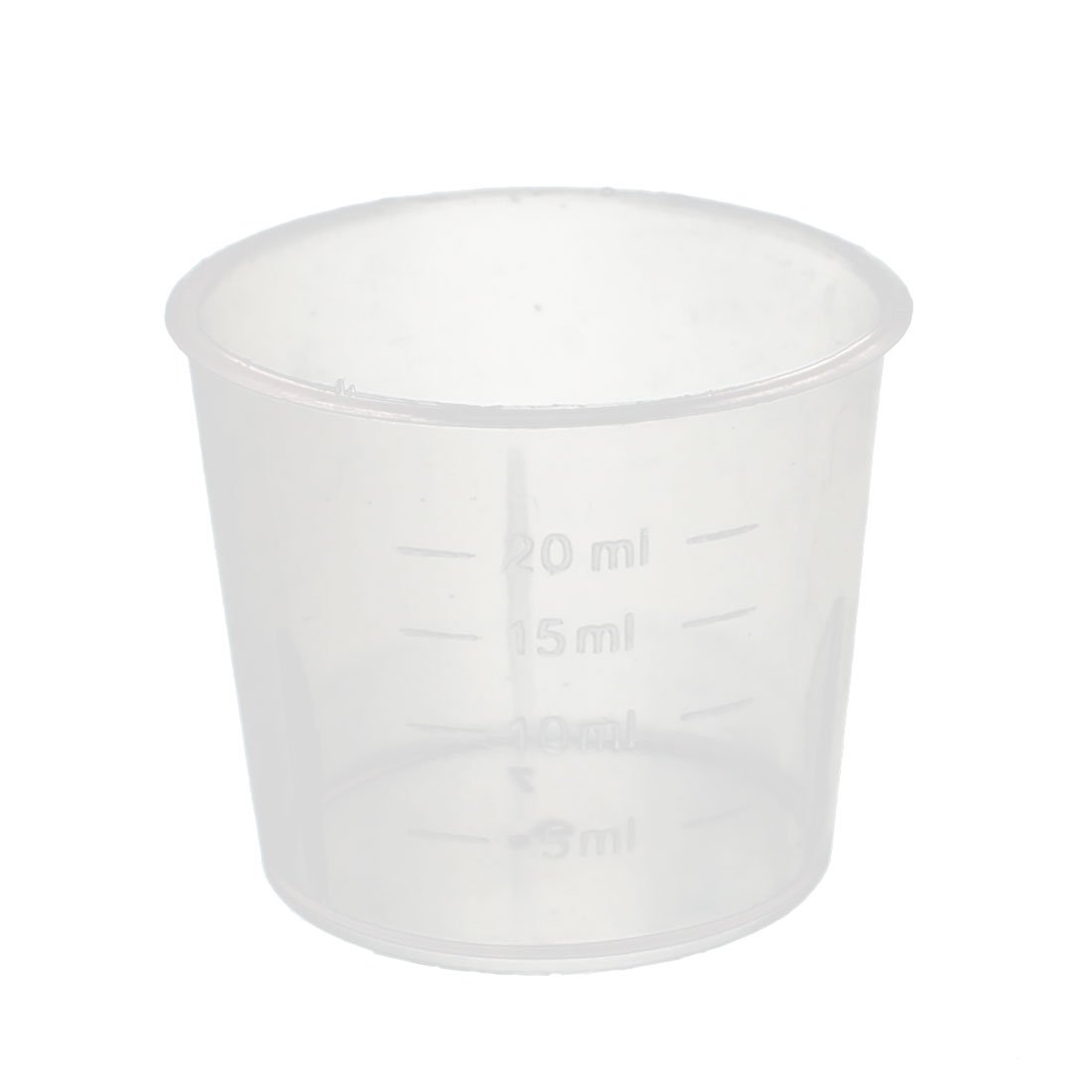 sourcingmap 5 Pcs 20mL Laboratory Transparent Plastic Liquid Container Measuring Cup Beaker