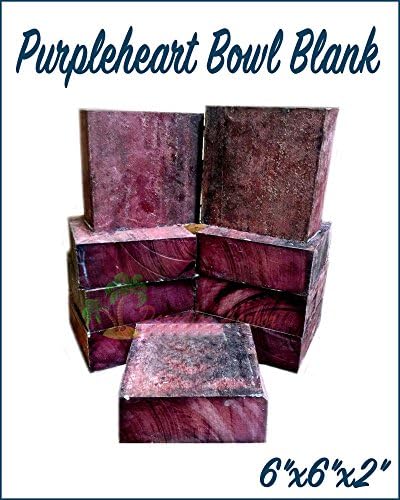 Paradise Harbor 6"x6"x2" Purpleheart Bowl Blank Wood Lathe Lumber Bowl Blanks Exotic Purpleheart Lumber Lathe