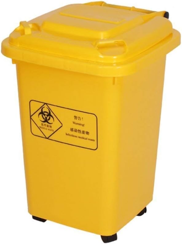 GWFVA Trash Can,Trash Tribal Medical Treatment Garbage, Foot Type of Big Yellow Clinic Cover Thicken Medical Treatment of Household Dustbin (Color : 30l)