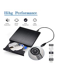 Unidad de CD externa, Tebaba USB 3.0 portátil CD DVD + -RW Drive Slim DVD CD ROM Regrabadora grabadora, alta velocidad transferencia de datos para ordenador portátil Macbook Desktop MacOS Windows10 8 7