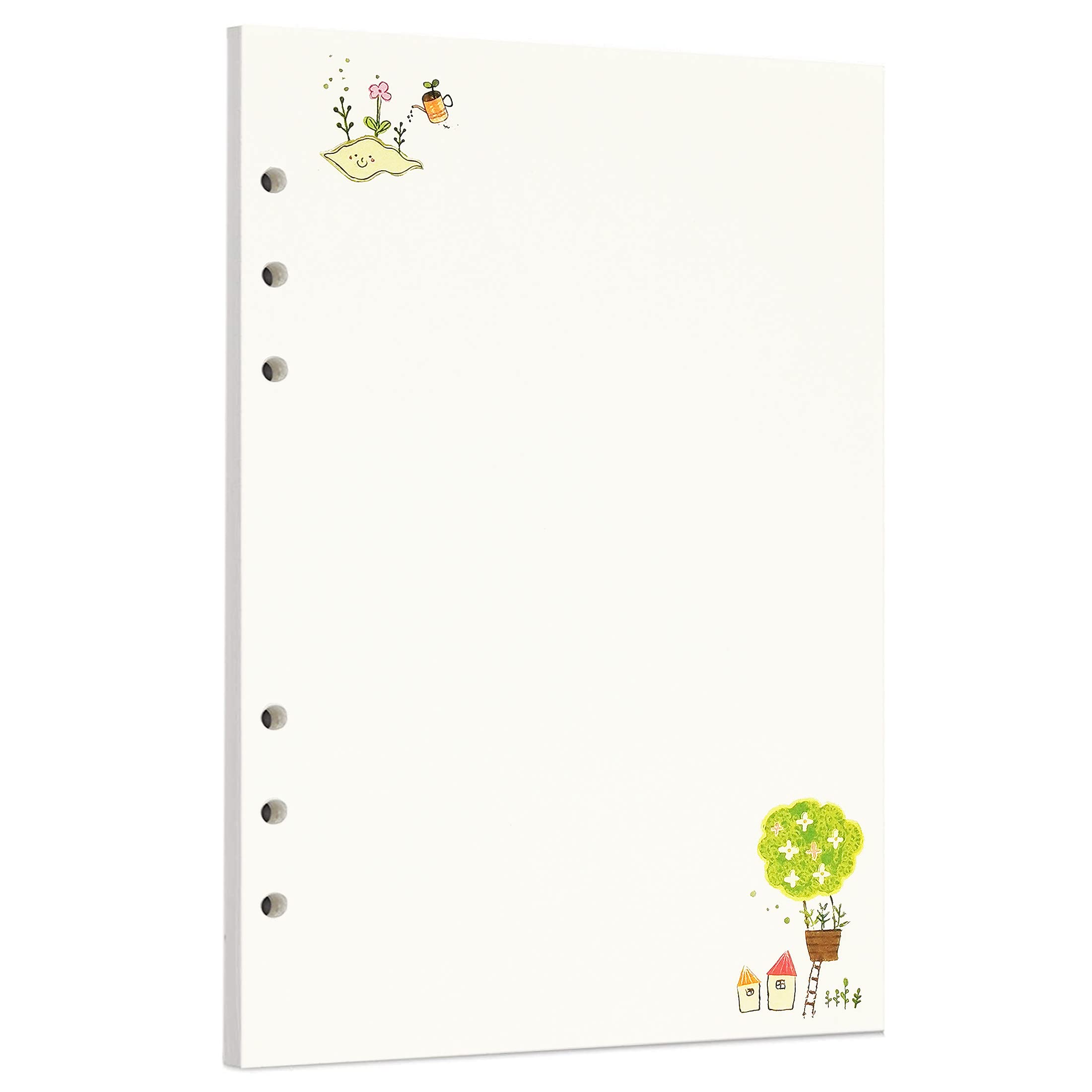 Zelten 45 Sheets 90 Pages Colorful Loose Leaf Punched Paper Refills Paper for 6 Hole Binder Personal Organizer Diary Notebook Refillable Planner (A5, Fairy Tale Blank)