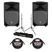 Pair of Mackie Thump12 1000W 12" Powered Loudspeakers with Speaker Stands and (2) 20' XLR Cables