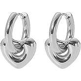 Stainless Steel Heart Shaped Dangle Drop Wedding Party Holiday Dangle Drop Earrings