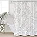 LILYMUA Black and White Fabric Bathroom Shower Curtains,Tropical Palm Leaves Pattern Trendy Fabric with Bath Curtain Hooks Shower Curtain Waterproof Bathroom Decor Shower Curtain，72x78Inch