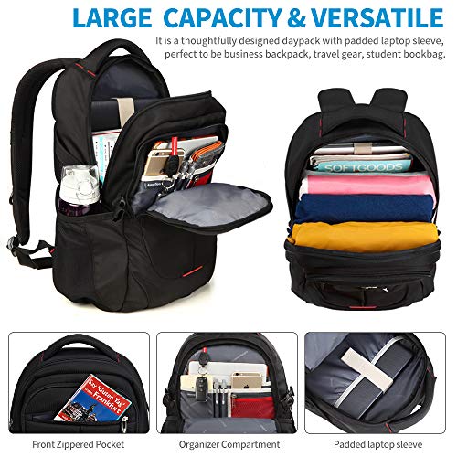 ASPENSPORT Laptop Backpack Fit 15.6 Inch Computer College Student Bookbag Big Travel Waterproof Durable Daypack for Men and Women Black