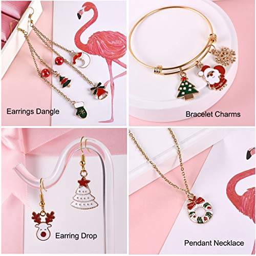 LANBEIDE 52PCS Christmas Charm Pendant for Necklace Bracelet Earrings Enamel Charms for Jewelry Making Crafting Decoration - Thumbnail 4