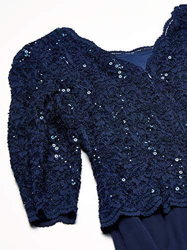 Alex Evenings Women's 3/4 Sleeve Stretch Lace Bodice One Piece Mother of the Bride Dress, Navy, 16P - Thumbnail 6