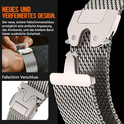 Apple Watch Ultra 3/2/1 49mm, Parachute Style Buckle, Titanium Milanese Straps for iWatch Series 11 10 9 8 7 6 5 4 Ultra SE 3 2 1, 49mm/46mm/45mm/44mm/42mm [[[Series 3/2/1)