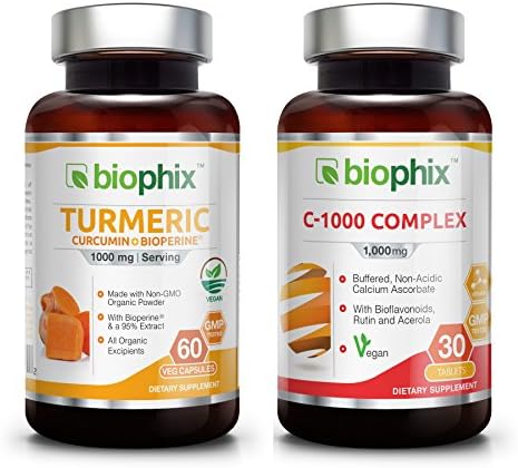 *Flash Sale* Organic Turmeric Curcumin 1000 mg 60 Vcaps with BioPerine - Free Vitamin C-1000 - Powerful Anti-Inflammatory |Joint Health | Antioxidant Support | Immune Boost