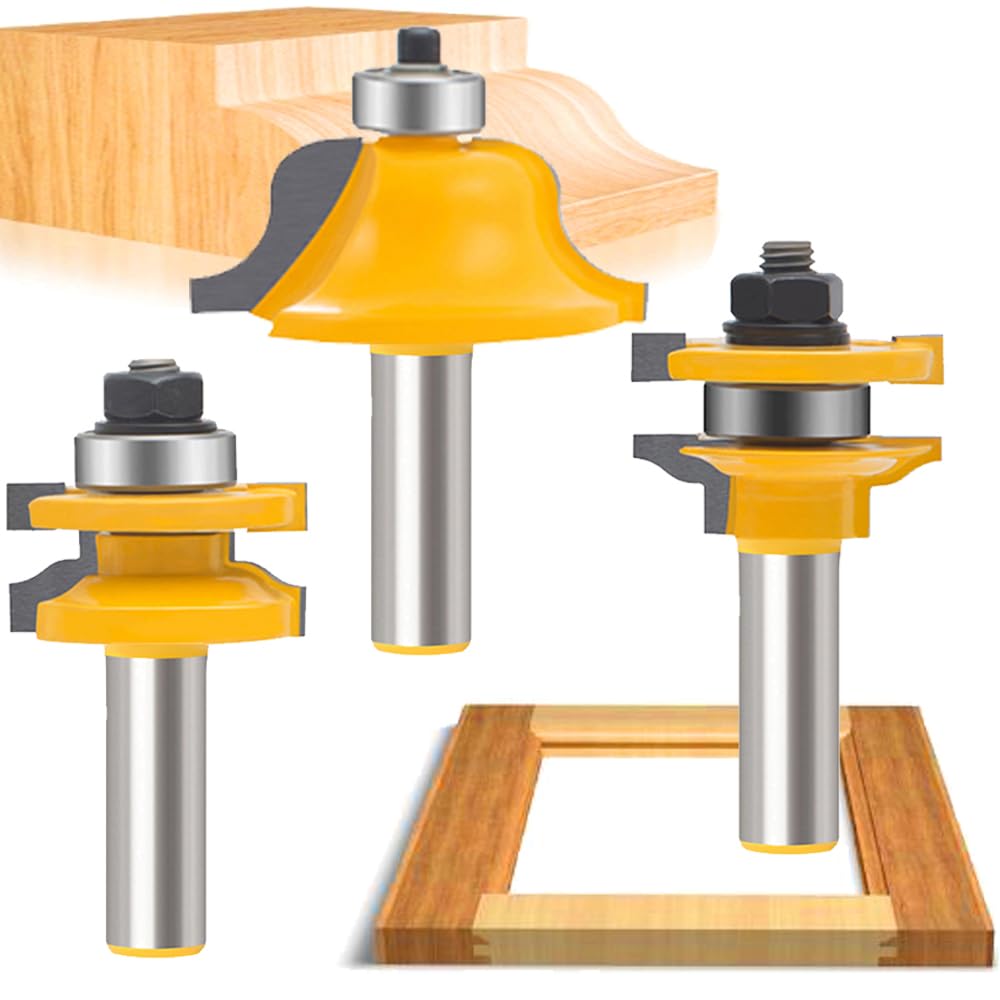 MAYLNE Router Bit Set Door and Drawer Front Edging 1/2-Inch Shank 4 PCS, Woodworking Milling Cutter Tools, Carbide Router Bits Sets Cutter CNC Router Grooving Mill Tool (PH2-G)