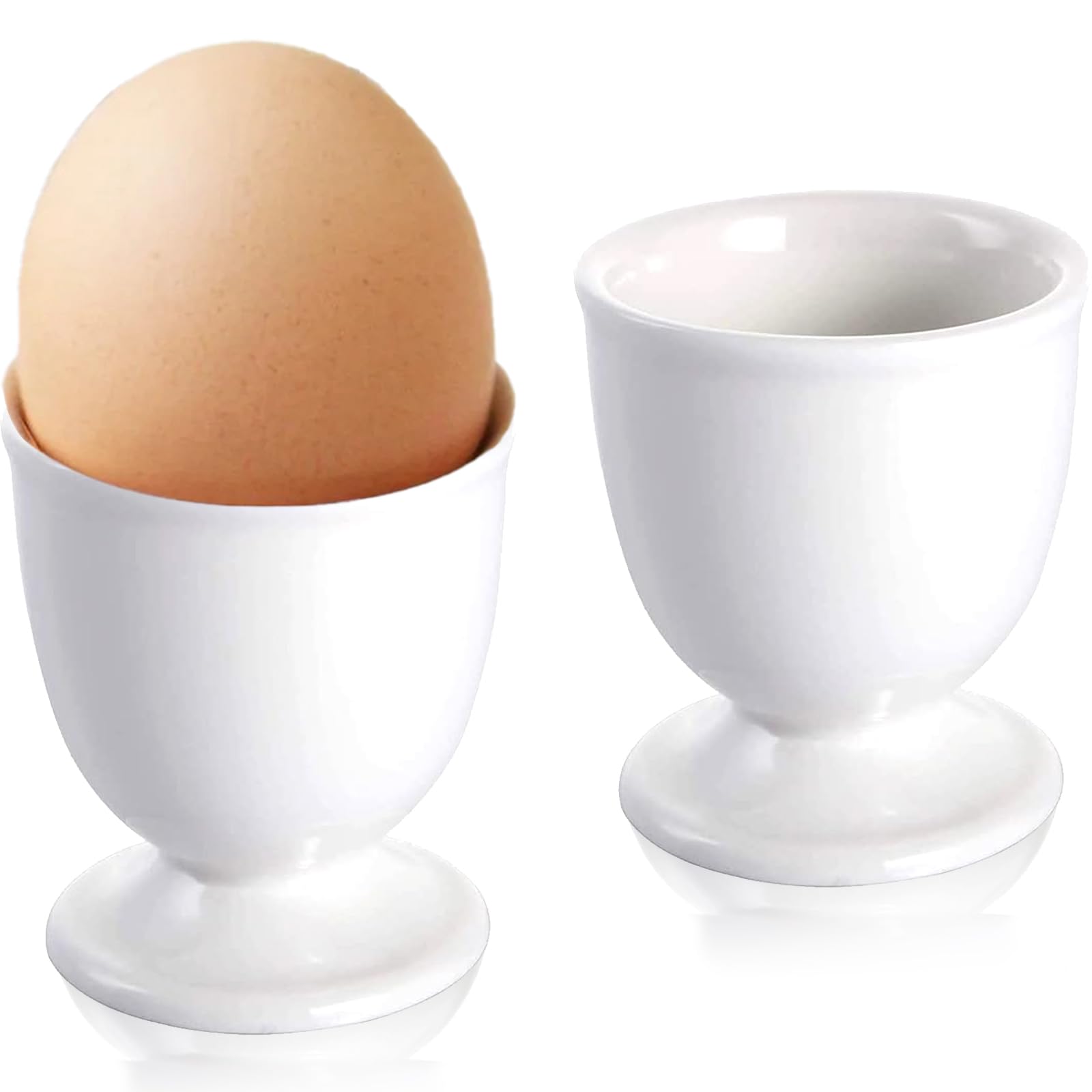 Photo 1 of RHAFAYRE Egg Holder for Boiled Eggs, 2 Pack Porcelain Egg Cups for Soft Boiled Eggs Breakfast Dinner, 2“ x 3", White