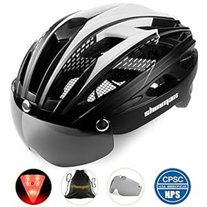 Shinmax Fietshelm, CE-certificaat, Fietshelm met Afneembare Veiligheidsbril Vizierschild voor Dames, Dames, Mountain en…