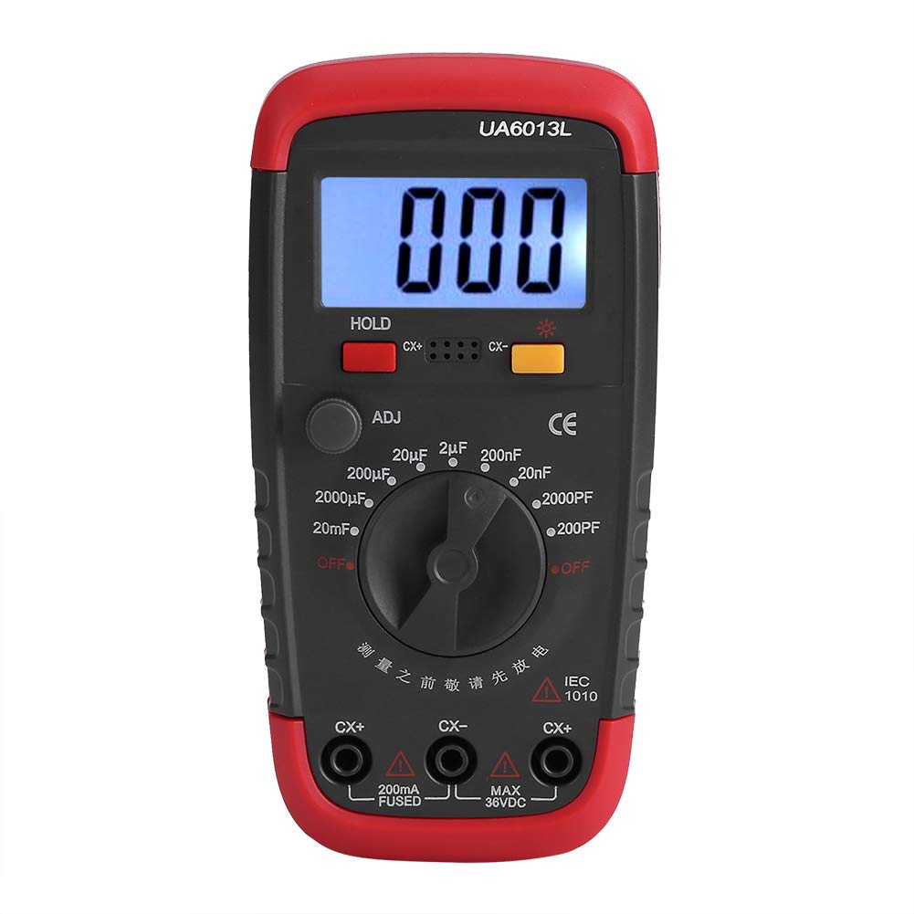 Digital Capacitance Meter, 0.1pF - 20000uF Professional Capacitor Tester LCD Backlight Max 1999 Multimeter Capacitor Tester 6013L LCD Display