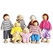 PUCKWAY Kids Girls Lovely Happy Dolls Family Playset Wooden Figures Set of 7 People for Children Dollhouse Pretend Gift