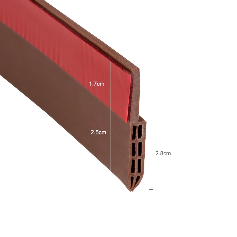 Coquimbo Burlete bajo puerta, burlete autoadhesivo de goma de silicona, aislamiento acústico / a prueba de viento / tira de sellado a prueba de polvo (marrón)
