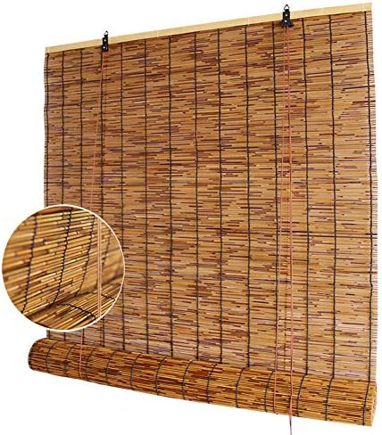 YUANJJ Roller Shades - Natural Bamboo Roller Blinds - Reed Roll Up Shades - Blackout Curtains - Chinese Retro Style, Indoor/Outdoor Decoration, Customizable