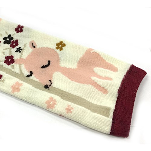 allydrew Footless Leg Warmers Footless Leggings for Babies and Toddlers - Flora, Deer, Brown Bear, Solid Pink (4 pack)
