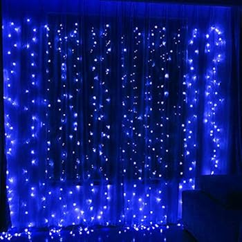 Twinkle Star 300 LED Window Curtain String Light for Christmas Wedding Party Home Garden Bedroom Outdoor Indoor Wall Decoration(Blue)