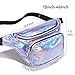 Holographic Fanny Pack, Veckle Iridescent Fanny Pack for Women, Silver Blue