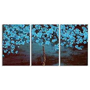 Canvas Wall Art Chinese Lucky Tree Oil Painting Artwork for Home Prints Framed - 16"x24" x 3 Panels