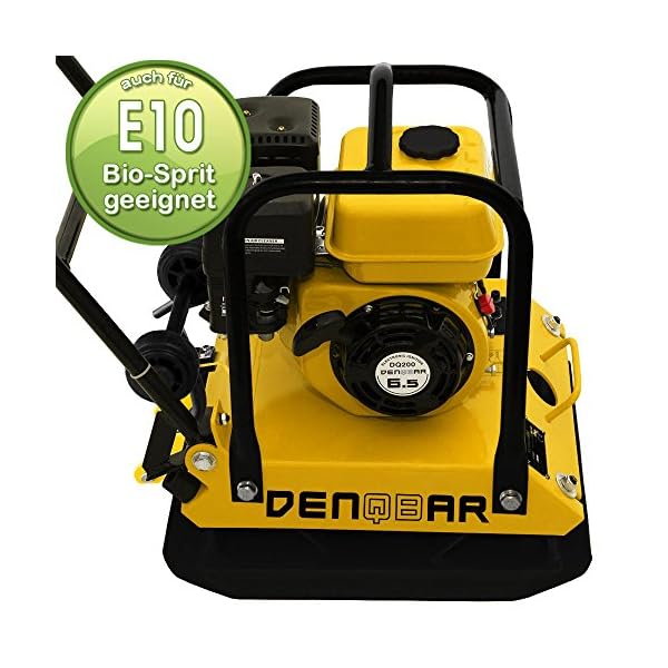 DENQBAR Profi Rüttelplatte mit Benzinmotor mit 102 kg und 20 kN Verdichtungsdruck inkl. PU-Matte & Transportfahrwerk – Bild 7