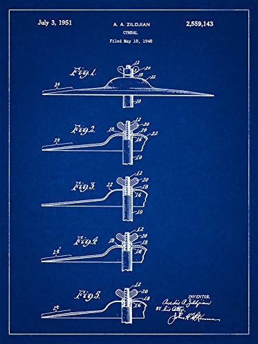 Zildjan Cymbal Patent Blueprint-Style Art Print - 18x24 inch
