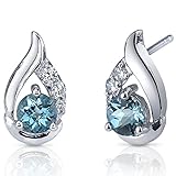 London Blue Topaz Earrings Sterling Silver Checker Cut