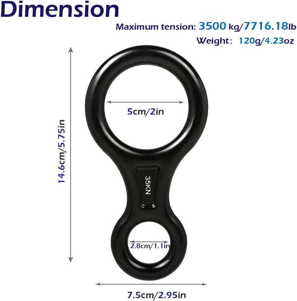 AOKWIT Rescue Figure 8 Descender Climbing Gear Downhill Equipment 35KN/3500kg 7075 Aluminum Alloy Rigging Plate for Climbing Belaying and Rappeling Device (Black) : Sports & Outdoors