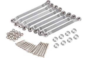 RCJUMPANT RC Links Set, Metal Chassis Pull Rods Suspension Link Mount for RC Car 1/16 WPL C14 C24 1/12 MN D90 D91 MN40 MN45 MN96 MN99 MN99s Upgrades (Silver)