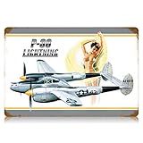 P-38 LIghtning Nude Pinup Model Military Vintage Metal Sign 18X12 Steel Not Tin