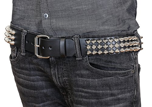 Three Row UK77 1/2" Conical Stud Belt USA Made Genuine Leather Punk Goth Thrash Metal